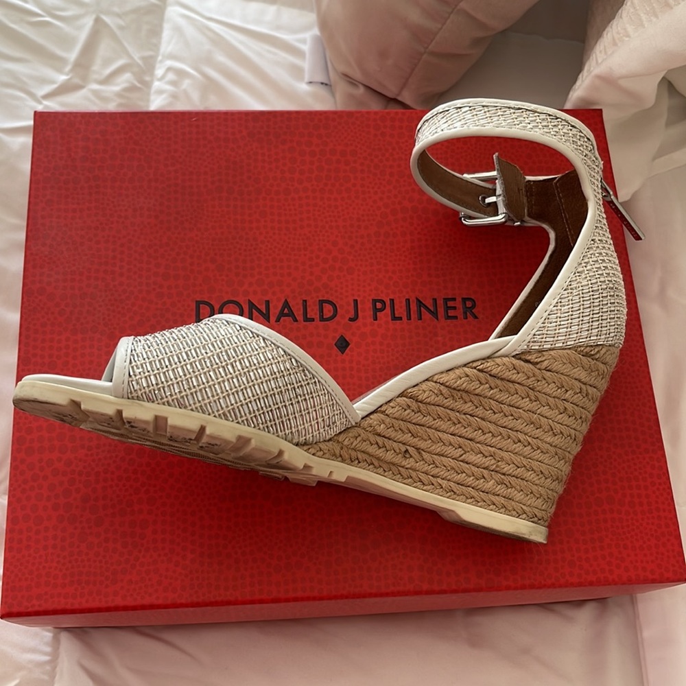 Donald J. Pliner White Metallic Wedge Sandals - Picture 9 of 16